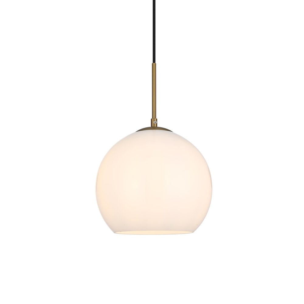 Baxter 10 Inch Pendant Frosted White Shade in Satin Gold. Picture 3