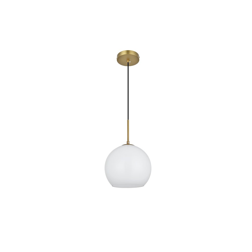 Baxter 10 Inch Pendant Frosted White Shade in Satin Gold. Picture 8
