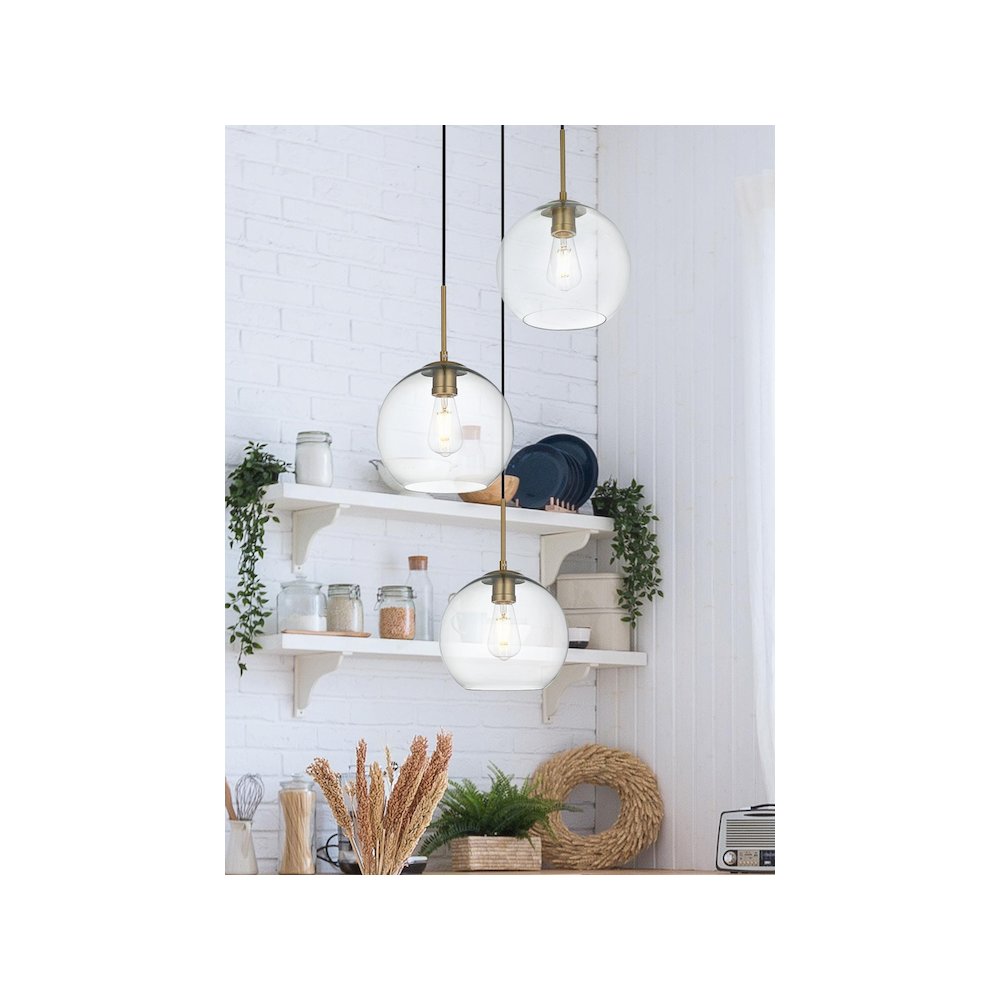 Baxter 20 Inch Pendant Clear Shade in Satin Gold. Picture 2