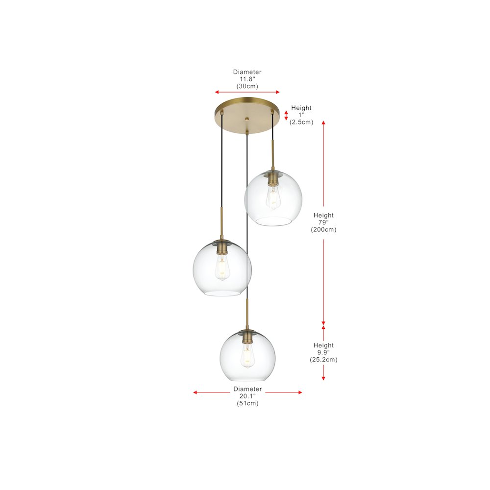 Baxter 20 Inch Pendant Clear Shade in Satin Gold. Picture 9