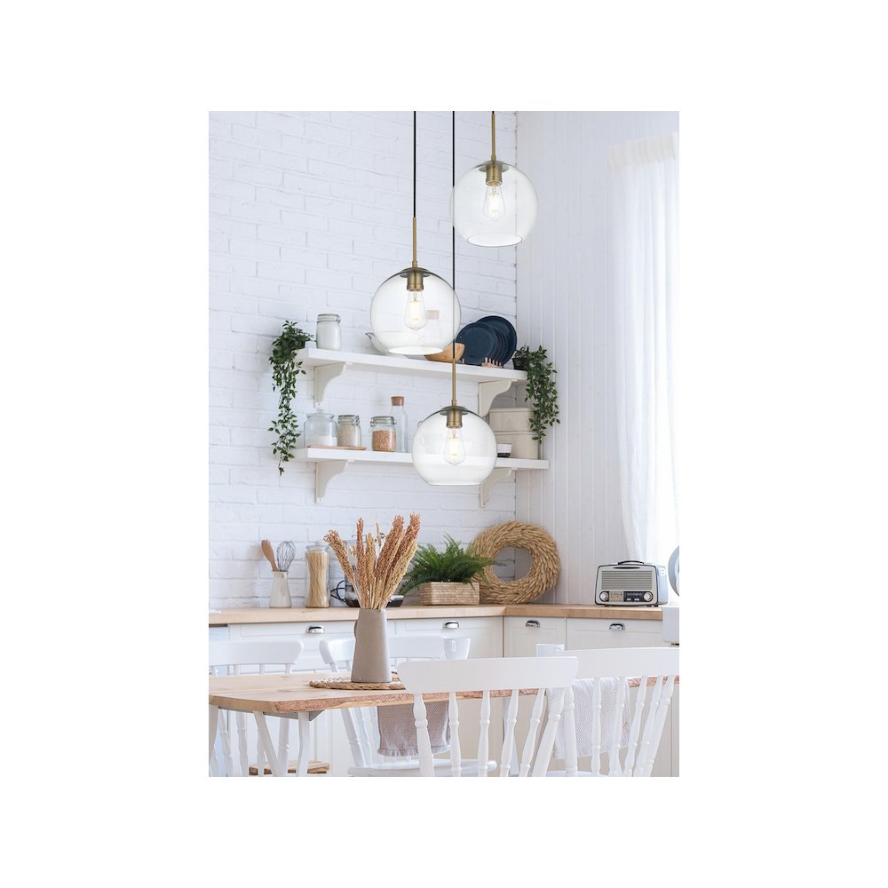 Baxter 20 Inch Pendant Clear Shade in Satin Gold. Picture 10