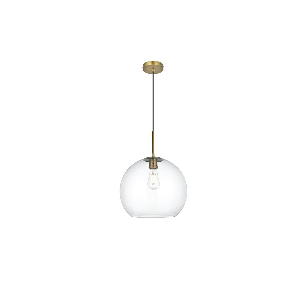 Baxter 14 Inch Pendant Clear Shade in Satin Gold. Picture 1