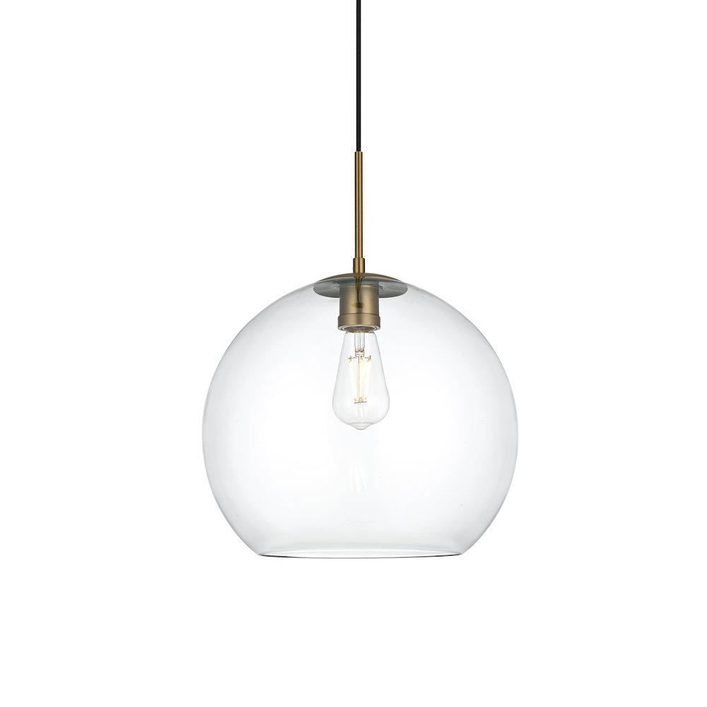 Baxter 14 Inch Pendant Clear Shade in Satin Gold. Picture 3