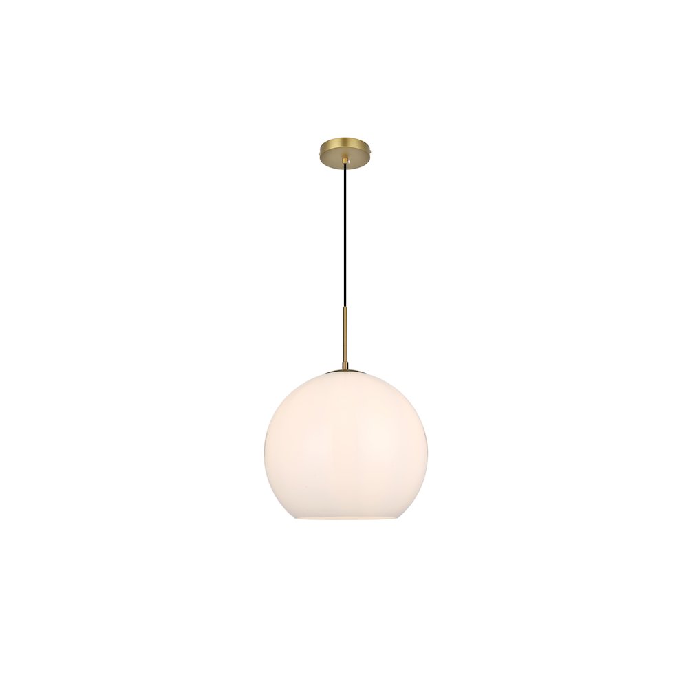 Baxter 14 Inch Pendant Frosted White Shade in Satin Gold. Picture 1