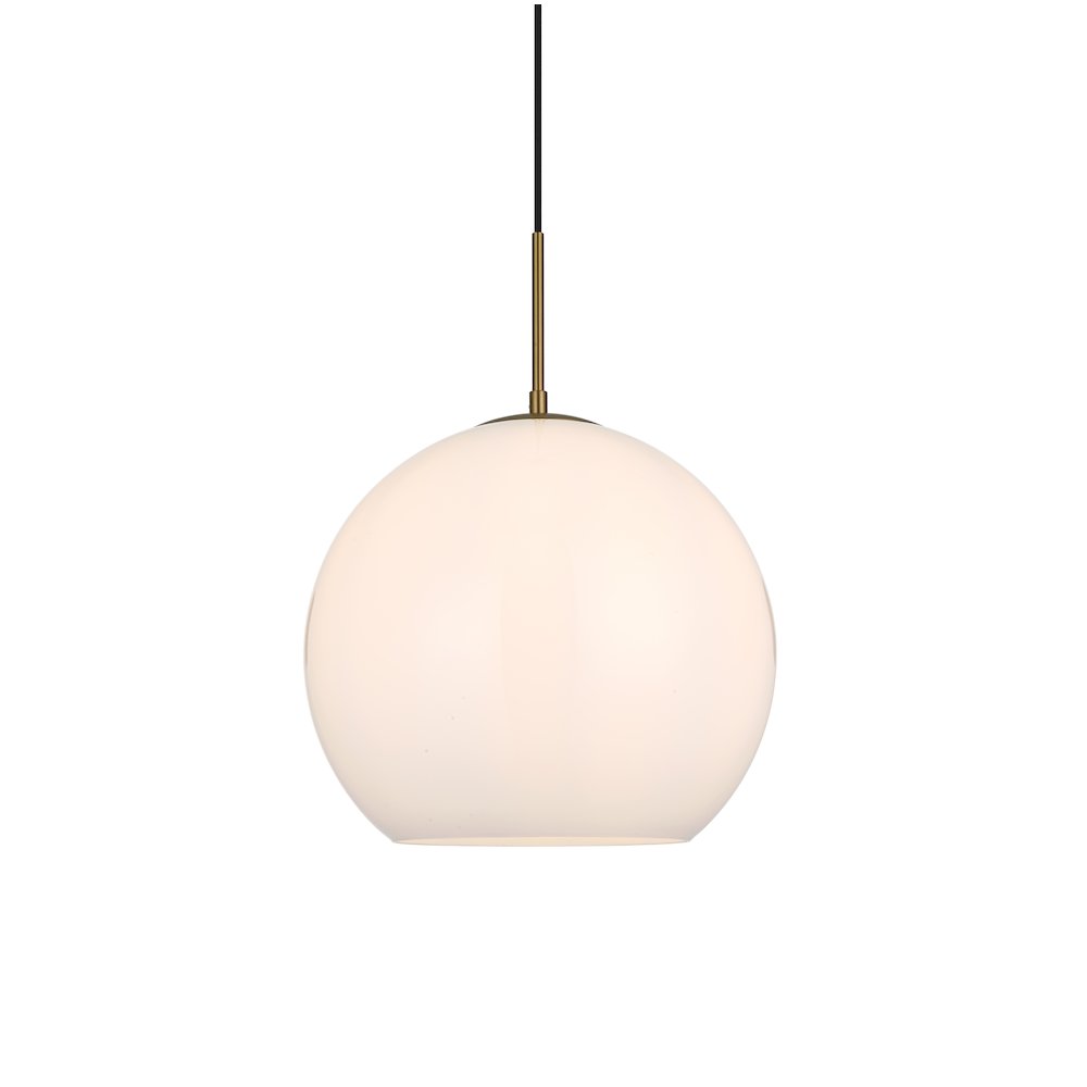 Baxter 14 Inch Pendant Frosted White Shade in Satin Gold. Picture 3