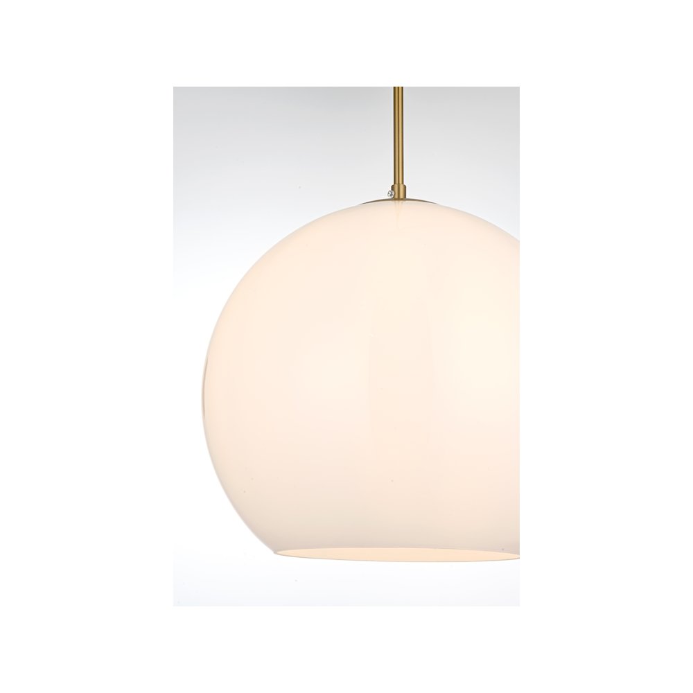 Baxter 14 Inch Pendant Frosted White Shade in Satin Gold. Picture 5