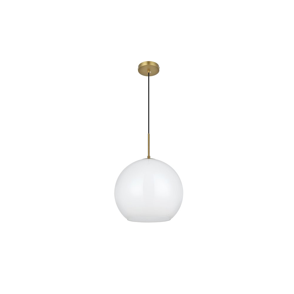 Baxter 14 Inch Pendant Frosted White Shade in Satin Gold. Picture 8