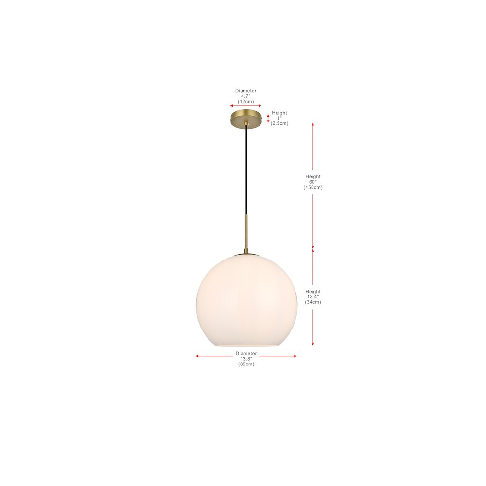 Baxter 14 Inch Pendant Frosted White Shade in Satin Gold. Picture 9