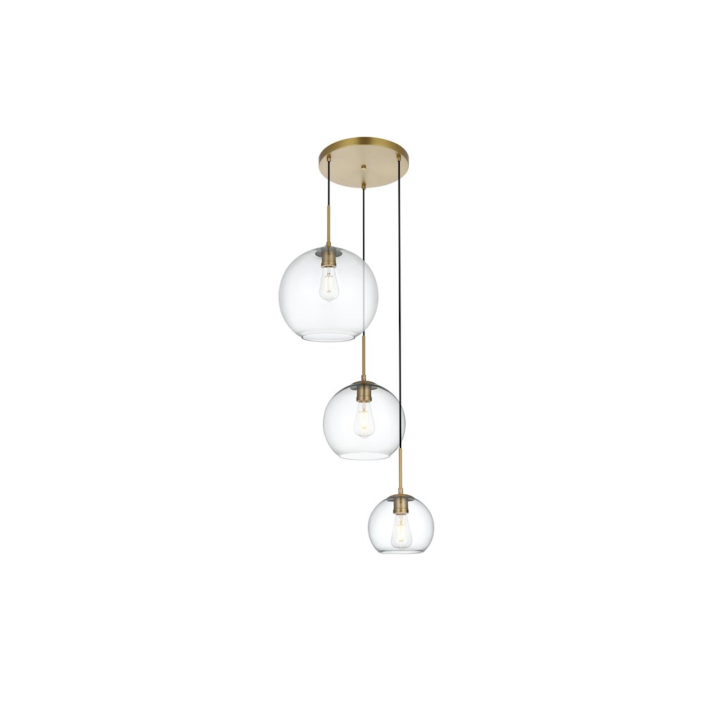 Baxter 21 Inch Pendant Clear Shade in Satin Gold. Picture 1