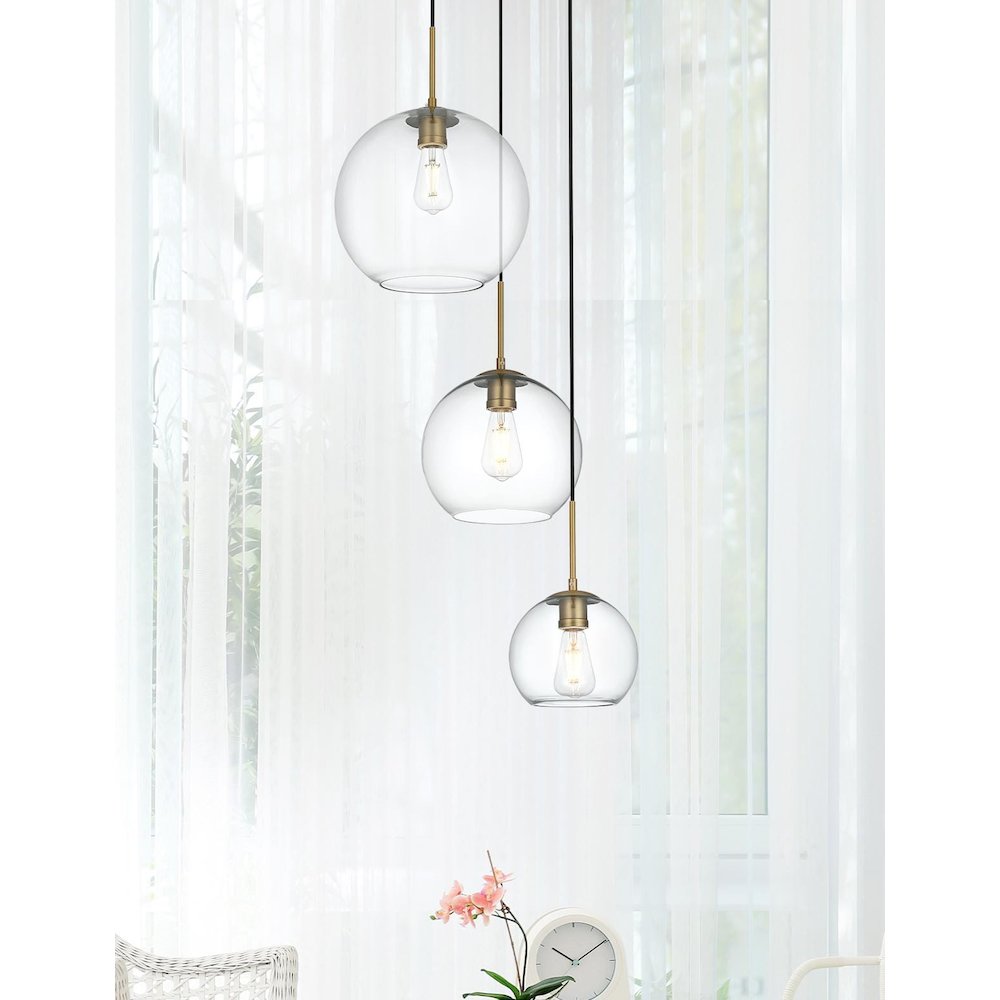 Baxter 21 Inch Pendant Clear Shade in Satin Gold. Picture 2