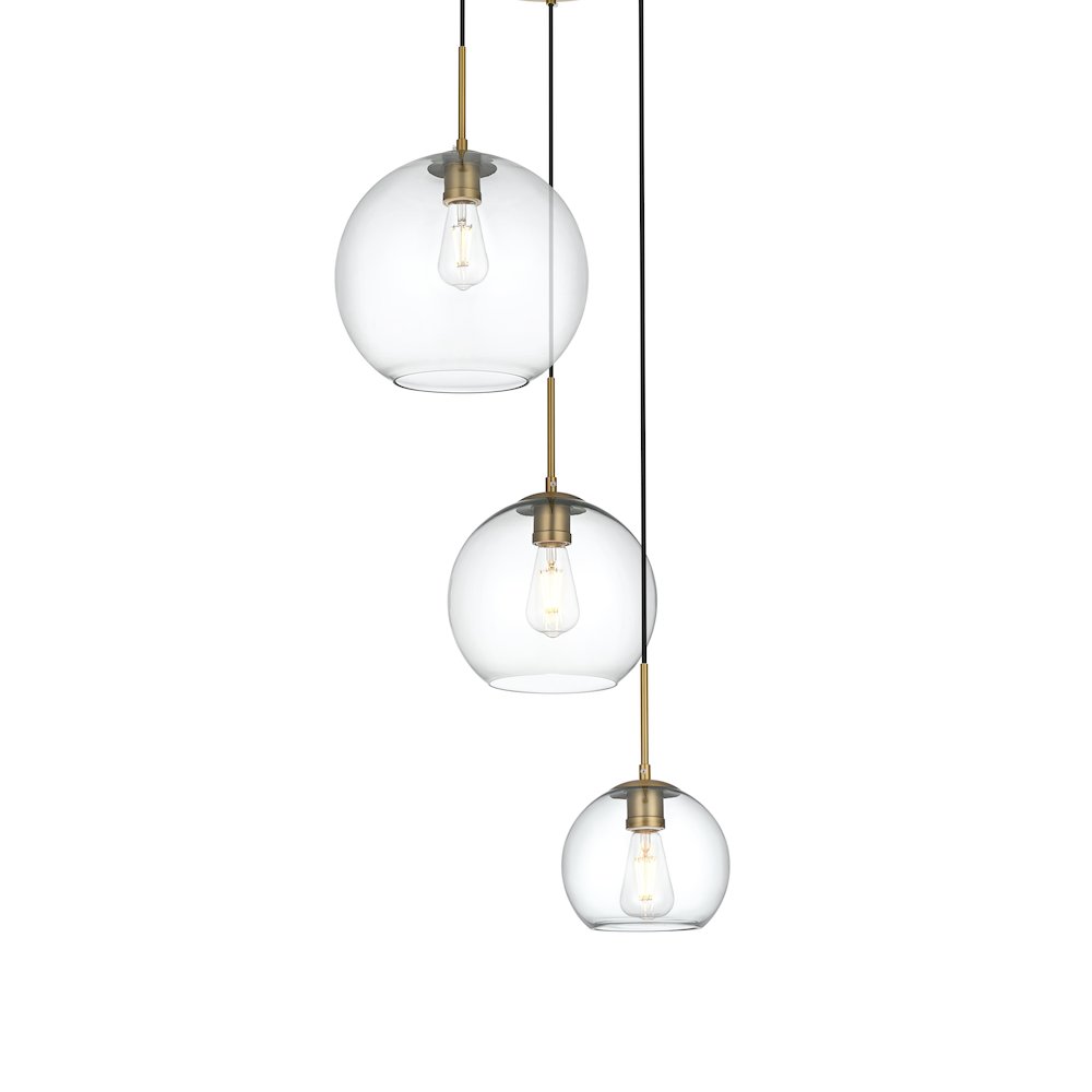 Baxter 21 Inch Pendant Clear Shade in Satin Gold. Picture 3