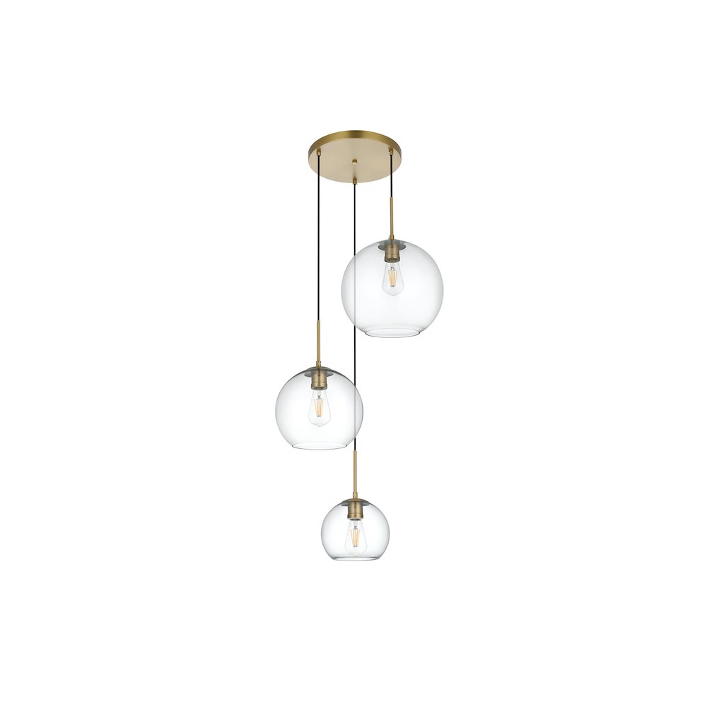 Baxter 21 Inch Pendant Clear Shade in Satin Gold. Picture 8