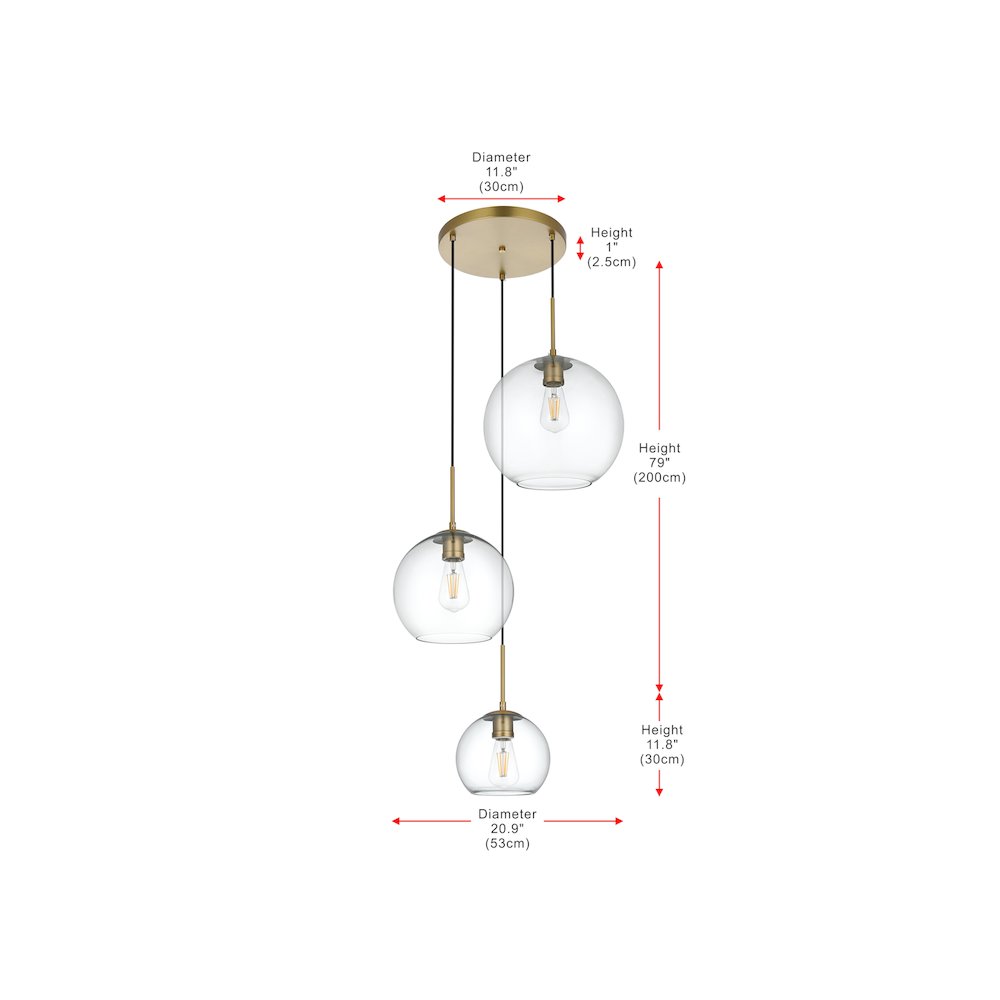 Baxter 21 Inch Pendant Clear Shade in Satin Gold. Picture 9