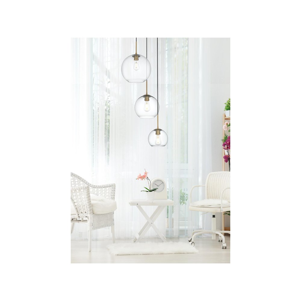 Baxter 21 Inch Pendant Clear Shade in Satin Gold. Picture 10