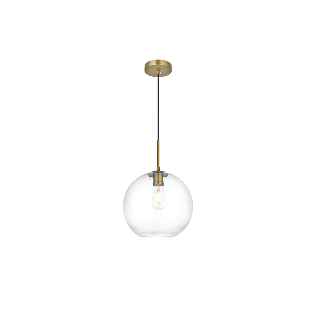 Baxter 12 Inch Pendant Clear Shade in Satin Gold. Picture 1