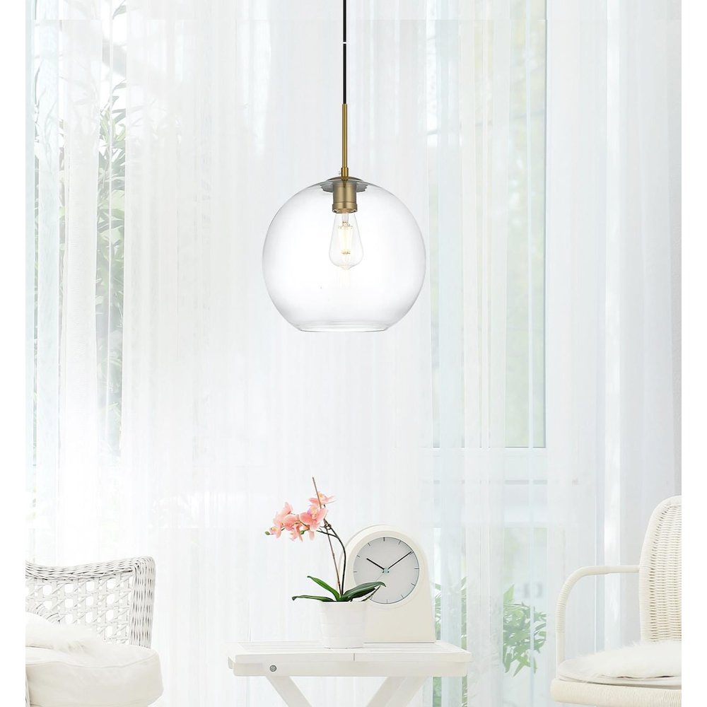 Baxter 12 Inch Pendant Clear Shade in Satin Gold. Picture 2