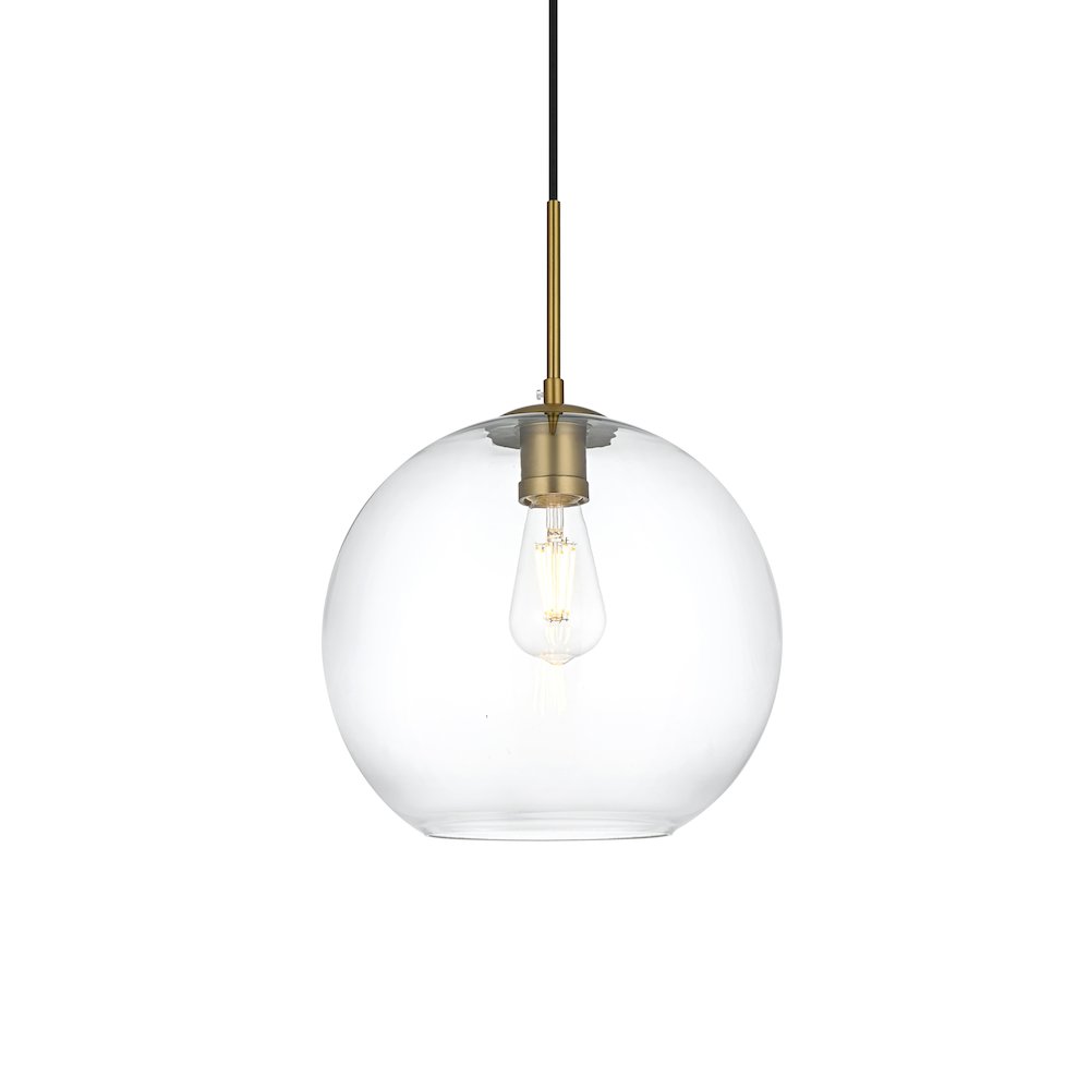 Baxter 12 Inch Pendant Clear Shade in Satin Gold. Picture 3