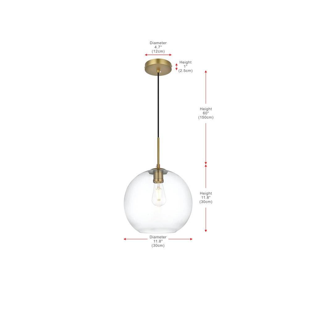 Baxter 12 Inch Pendant Clear Shade in Satin Gold. Picture 9