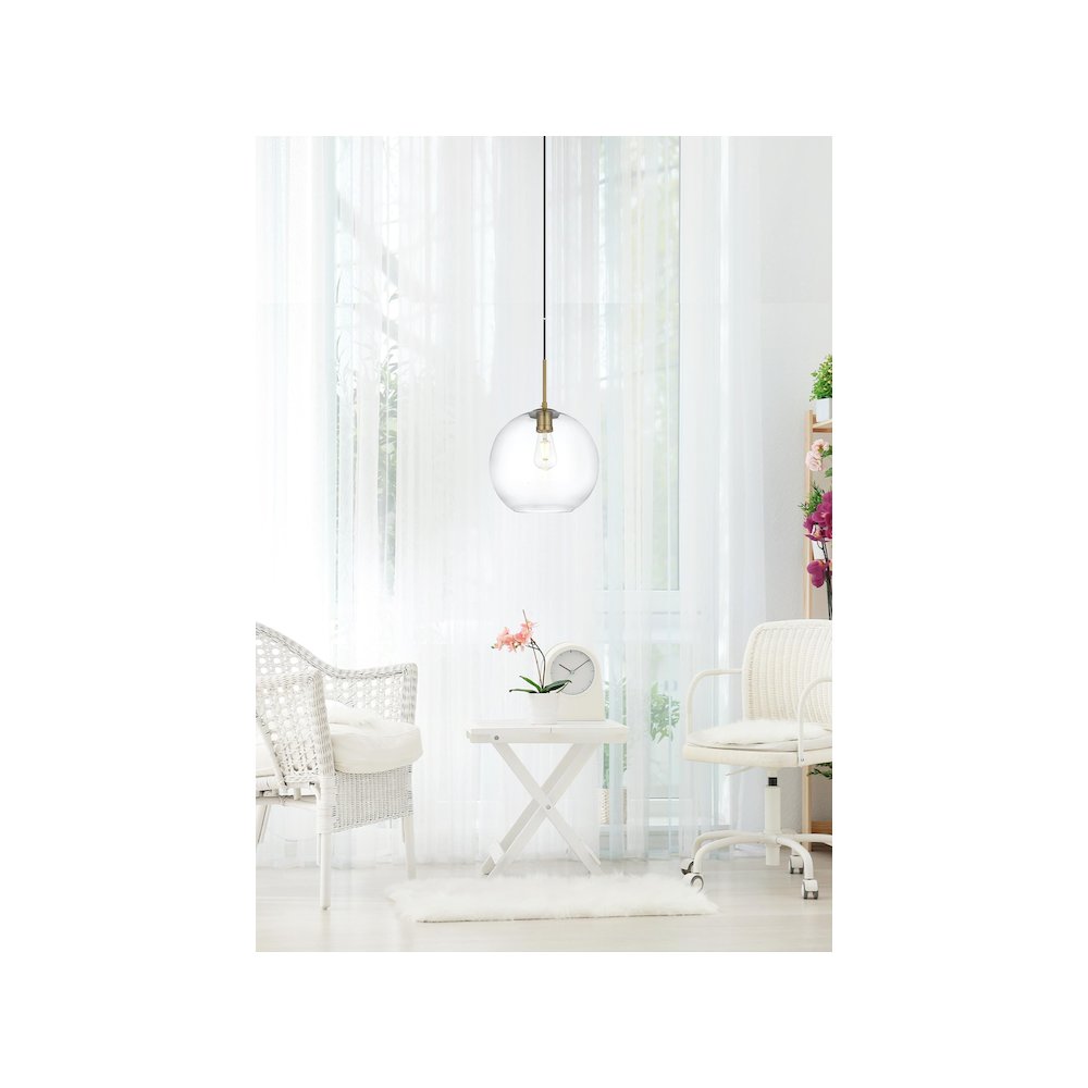 Baxter 12 Inch Pendant Clear Shade in Satin Gold. Picture 10