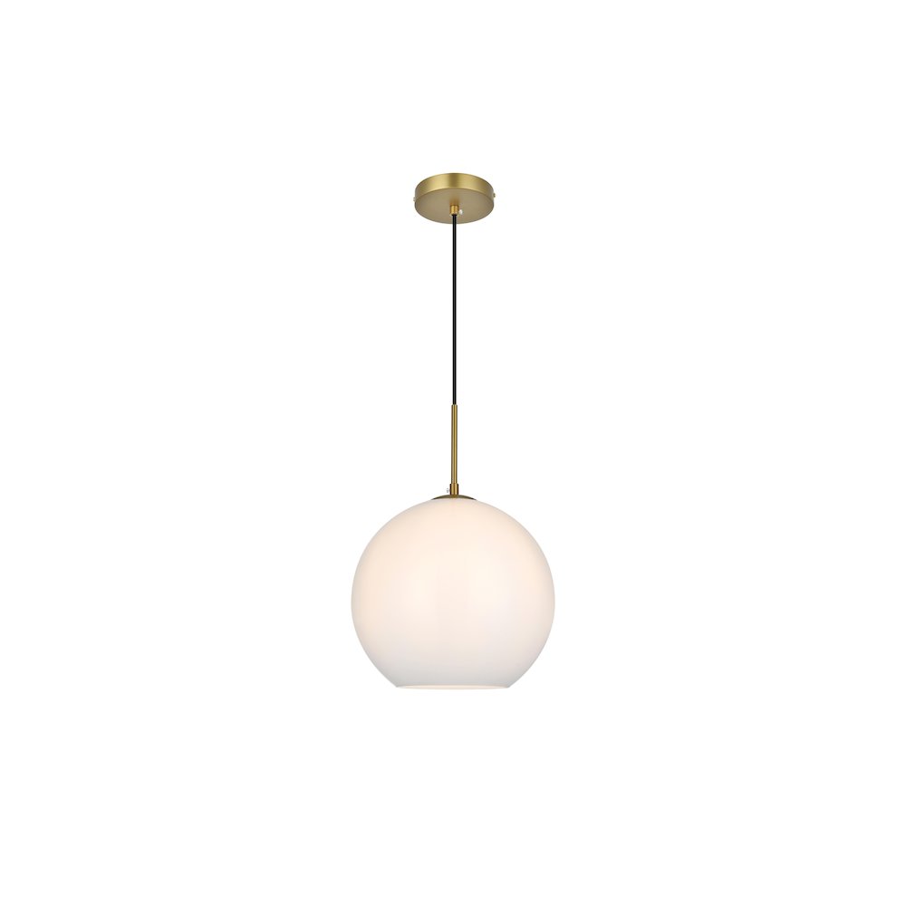 Baxter 12 Inch Pendant Frosted White Shade in Satin Gold. Picture 1