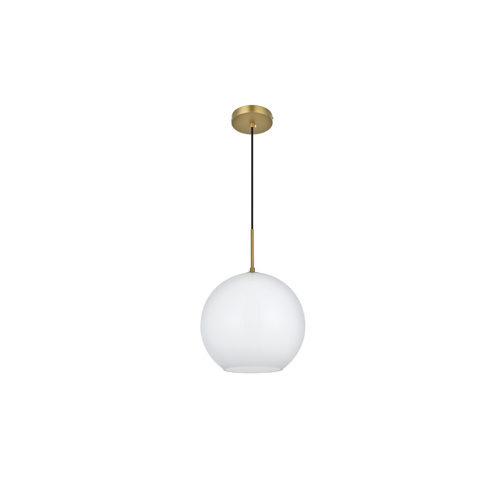 Baxter 12 Inch Pendant Frosted White Shade in Satin Gold. Picture 8
