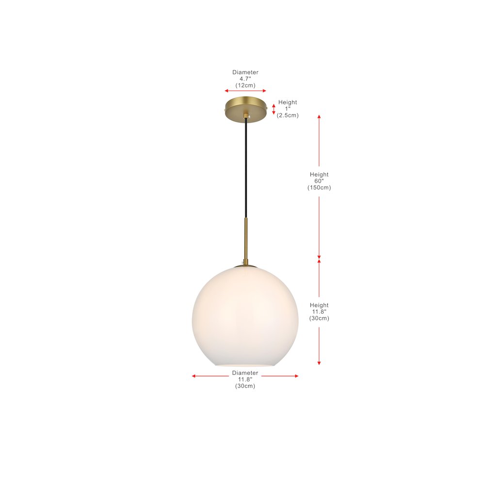 Baxter 12 Inch Pendant Frosted White Shade in Satin Gold. Picture 9