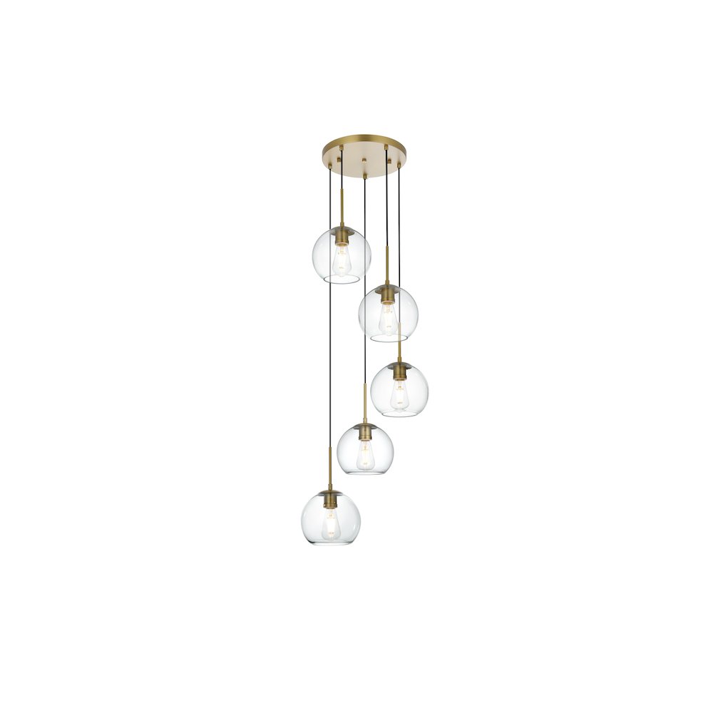 Baxter 18 Inch Pendant Clear Shade in Satin Gold. Picture 1