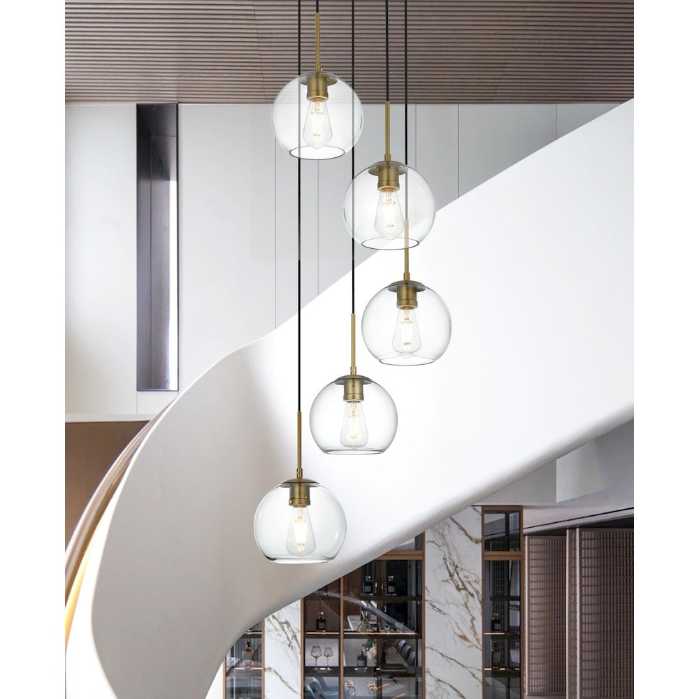 Baxter 18 Inch Pendant Clear Shade in Satin Gold. Picture 2