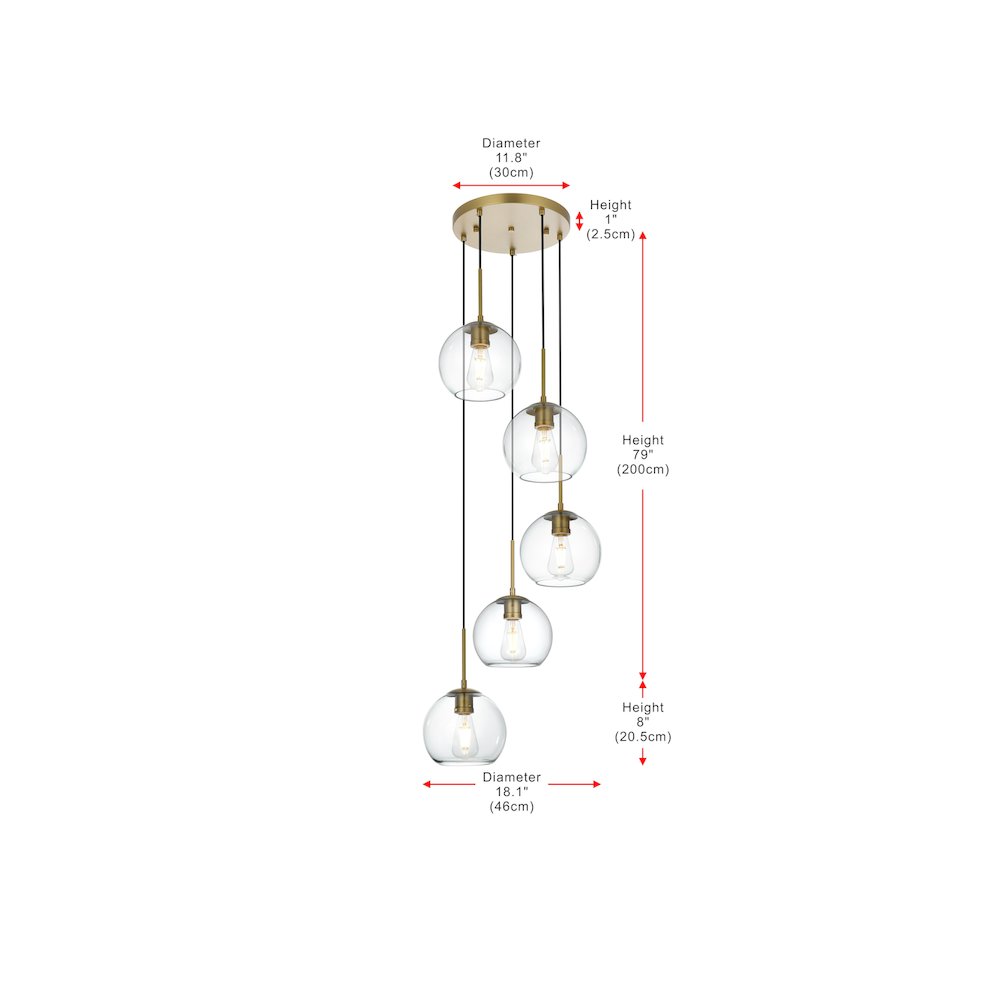 Baxter 18 Inch Pendant Clear Shade in Satin Gold. Picture 9