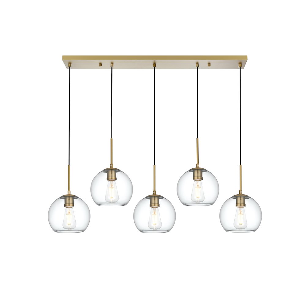 Baxter 41.5 Inch Pendant Clear Shade in Satin Gold. Picture 1