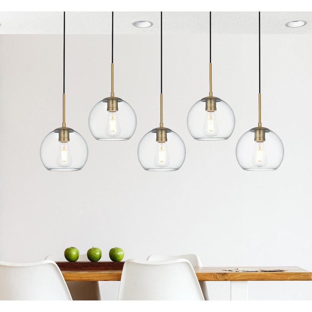 Baxter 41.5 Inch Pendant Clear Shade in Satin Gold. Picture 2