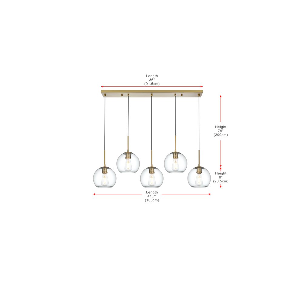 Baxter 41.5 Inch Pendant Clear Shade in Satin Gold. Picture 9