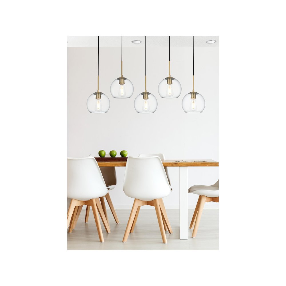 Baxter 41.5 Inch Pendant Clear Shade in Satin Gold. Picture 10