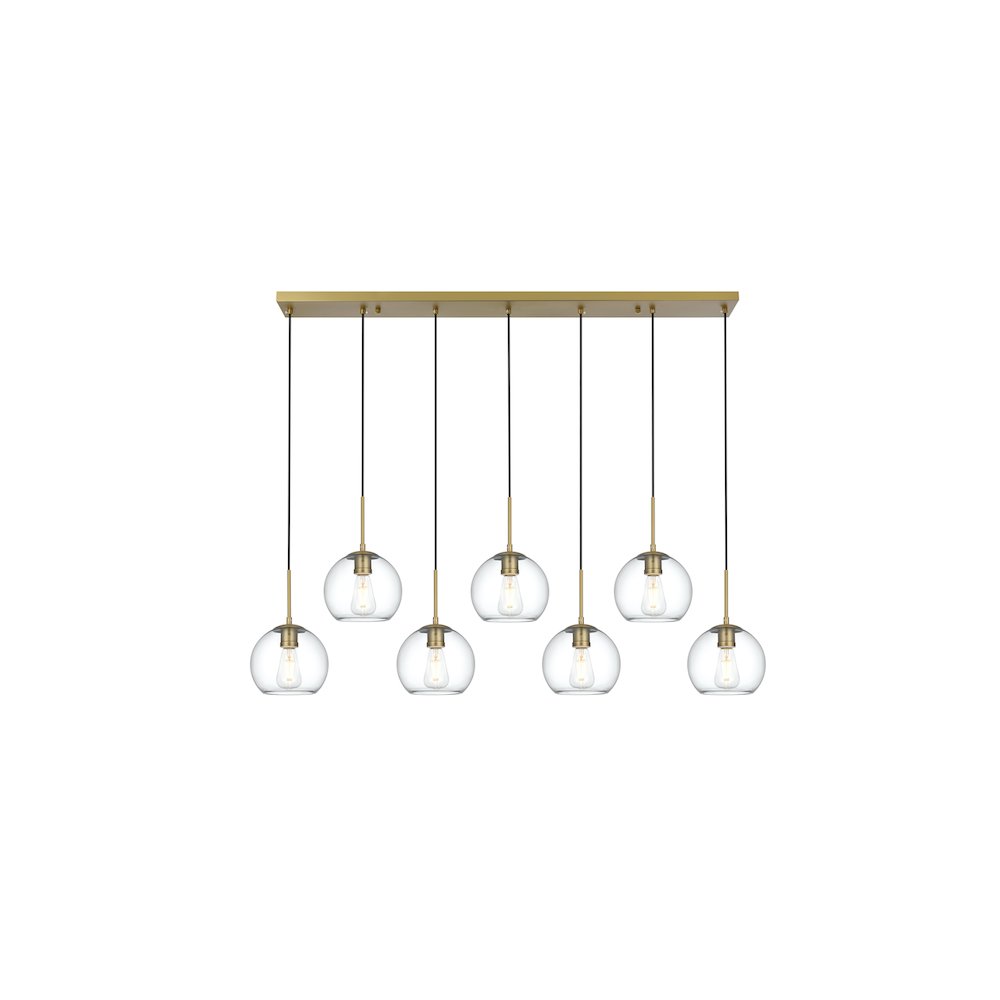 Baxter 54 Inch Pendant Clear Shade in Satin Gold. Picture 1