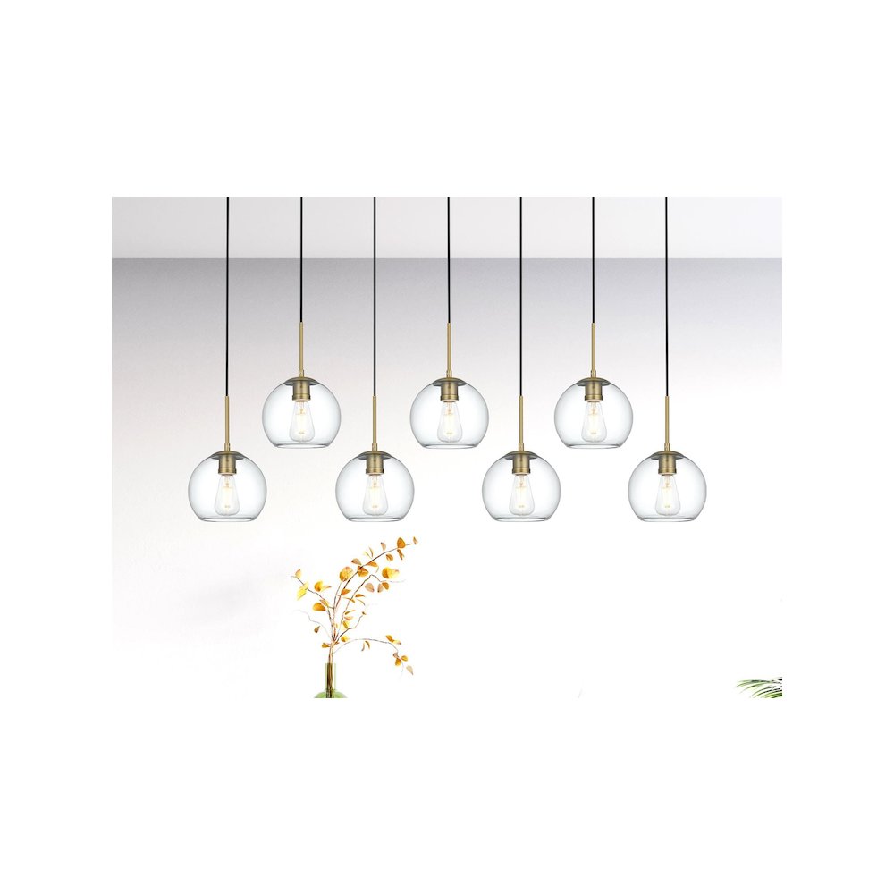 Baxter 54 Inch Pendant Clear Shade in Satin Gold. Picture 2