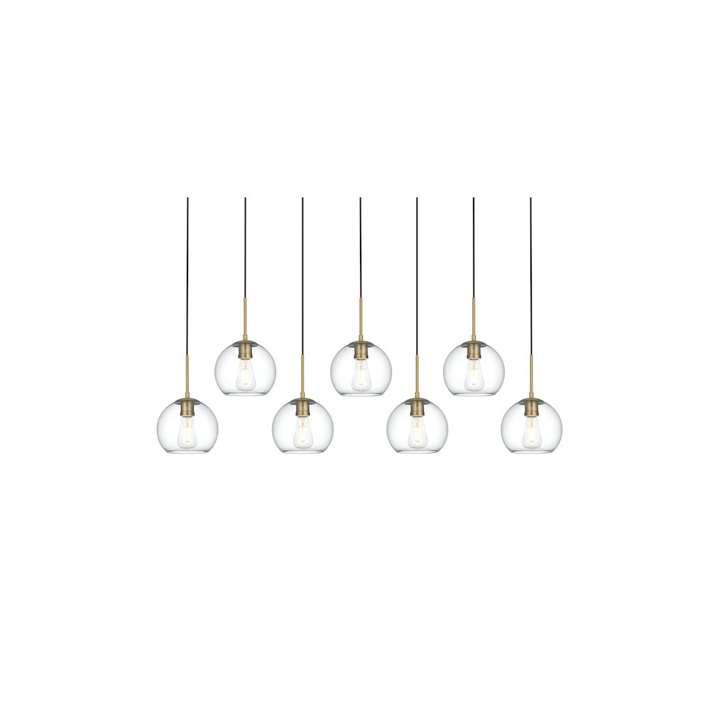 Baxter 54 Inch Pendant Clear Shade in Satin Gold. Picture 3