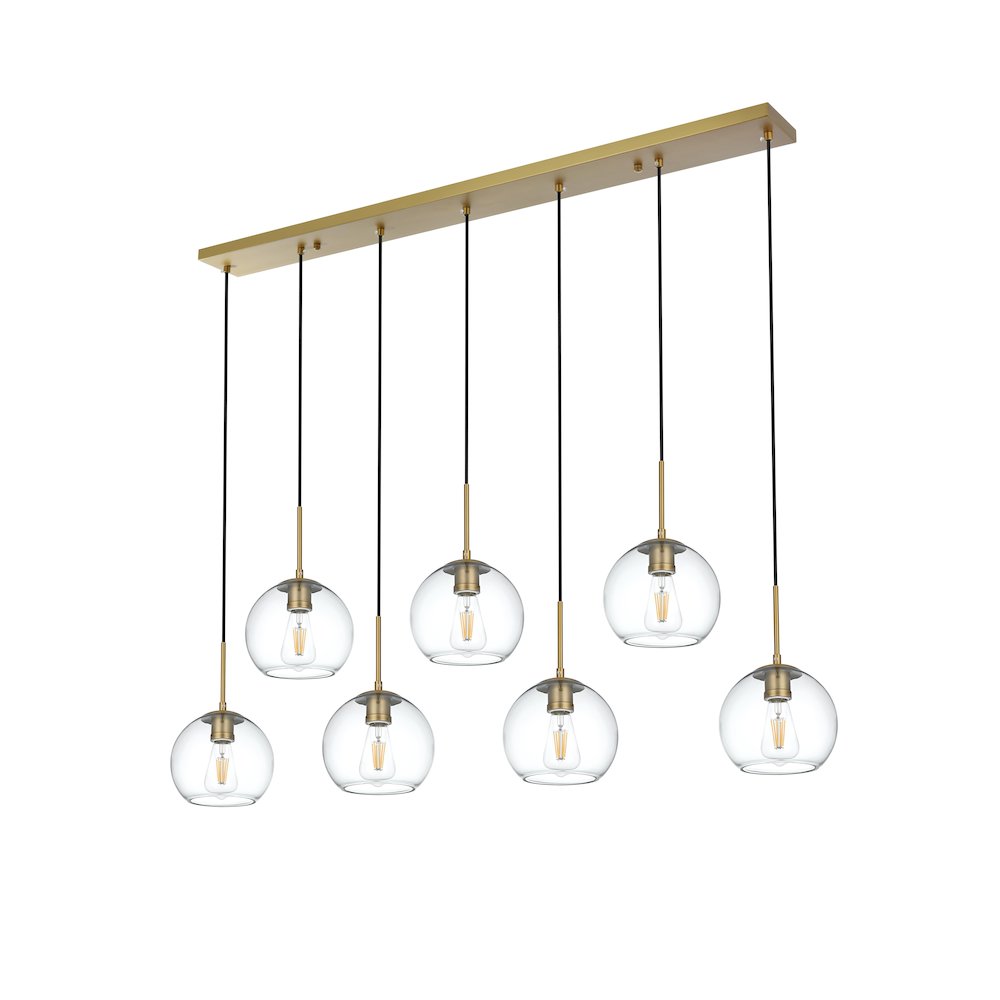 Baxter 54 Inch Pendant Clear Shade in Satin Gold. Picture 8
