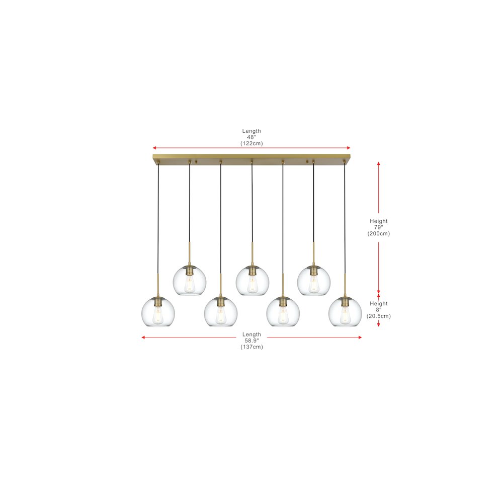 Baxter 54 Inch Pendant Clear Shade in Satin Gold. Picture 9