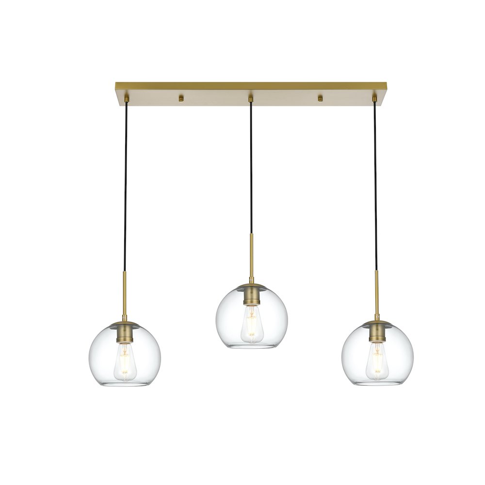 Baxter 36 Inch Pendant Clear Shade in Satin Gold. Picture 1