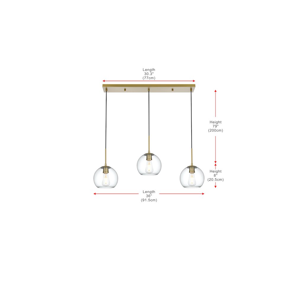 Baxter 36 Inch Pendant Clear Shade in Satin Gold. Picture 9