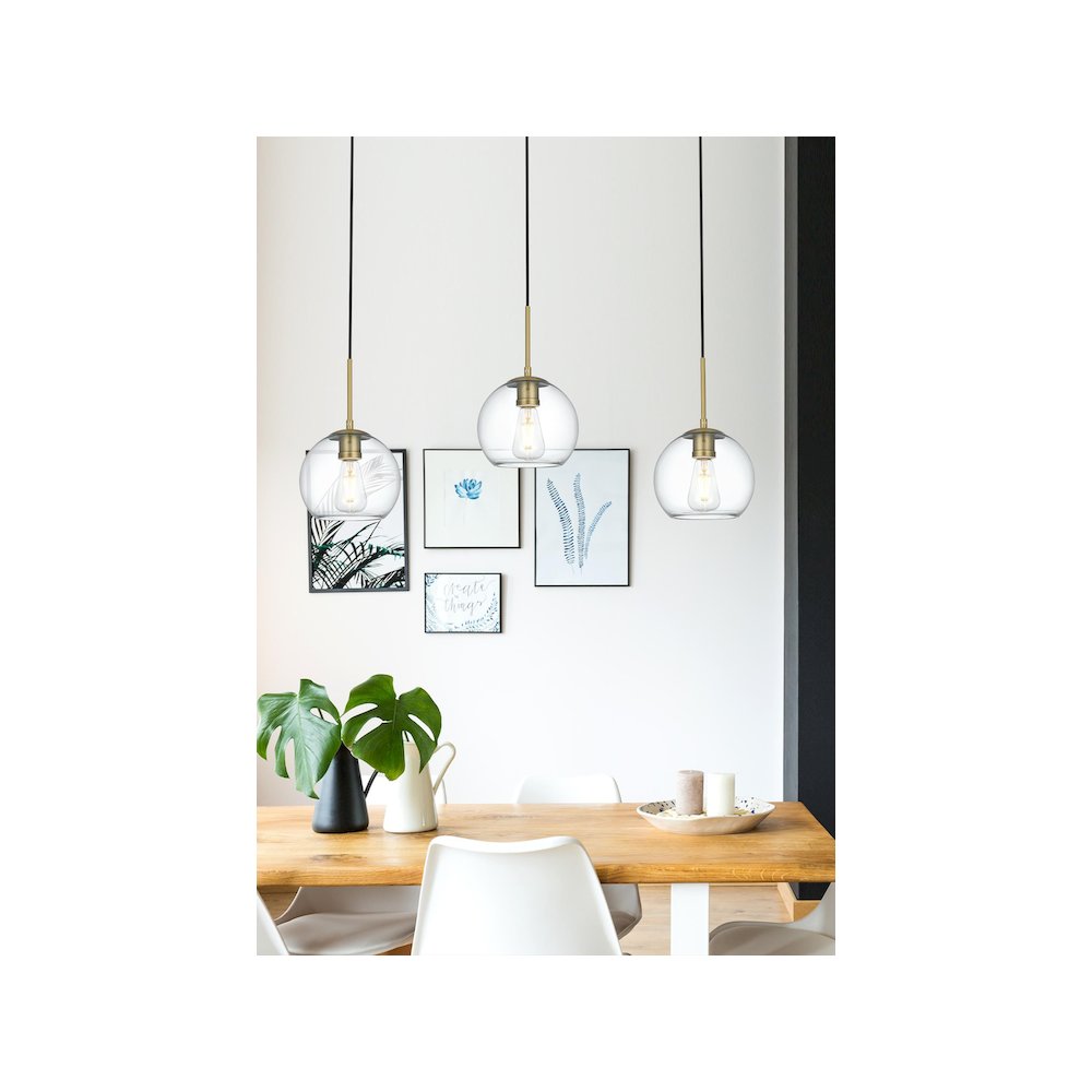 Baxter 36 Inch Pendant Clear Shade in Satin Gold. Picture 10