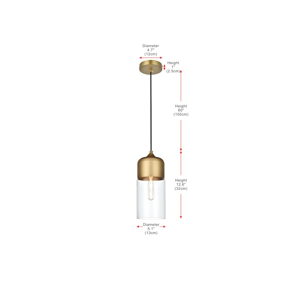 Ashwell 5 Inch Pendant Clear Shade in Satin Gold. Picture 9