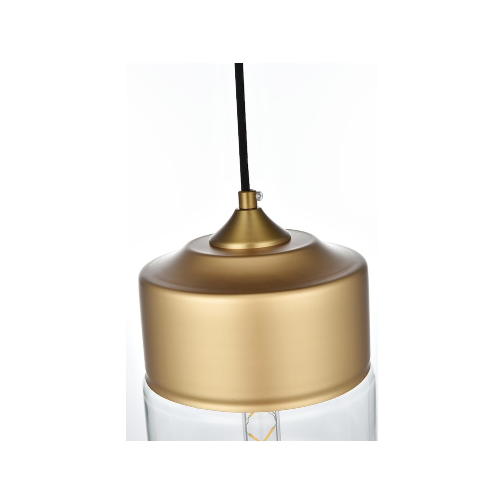 Ashwell 7 Inch Pendant Clear Shade in Satin Gold. Picture 5