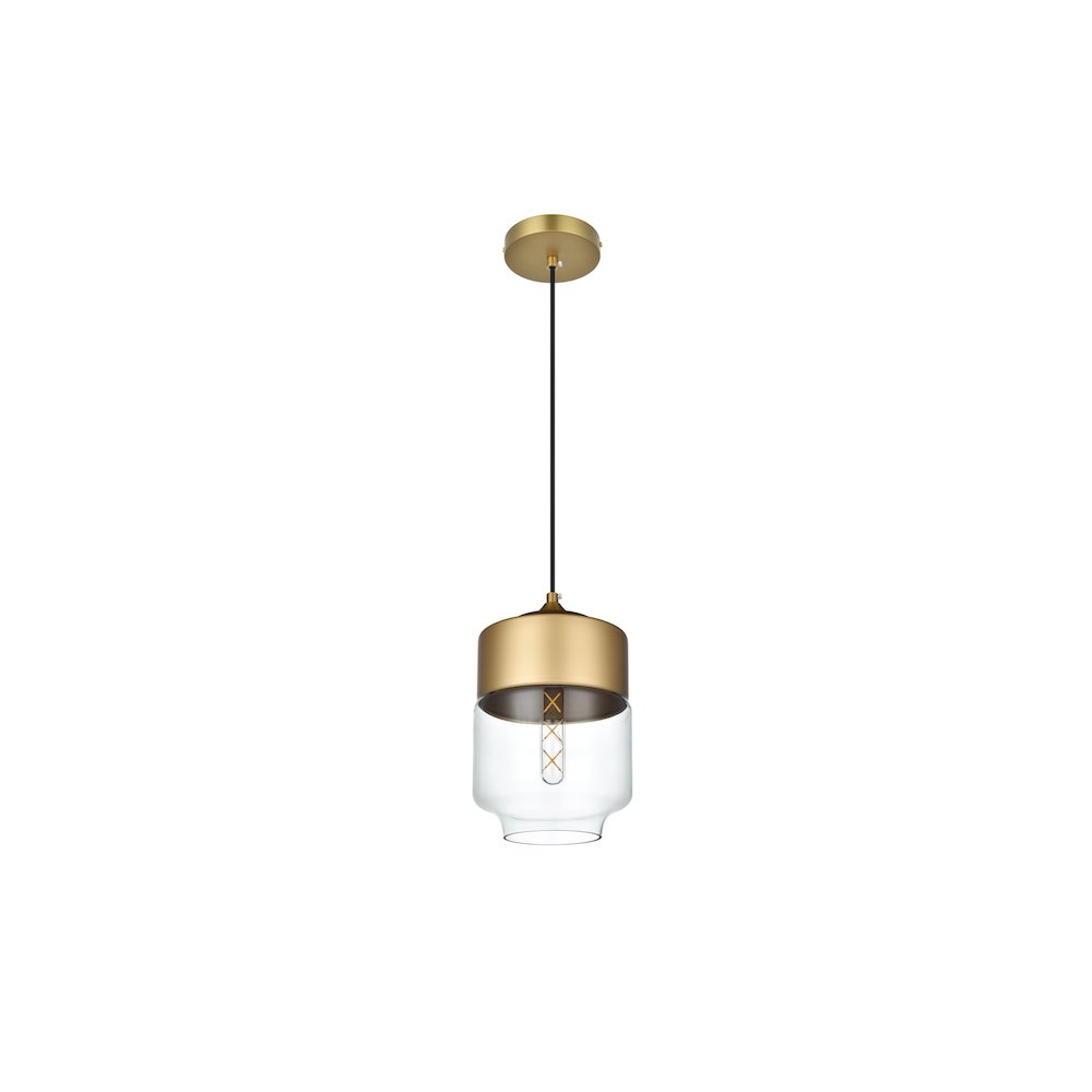 Ashwell 7 Inch Pendant Clear Shade in Satin Gold. Picture 8