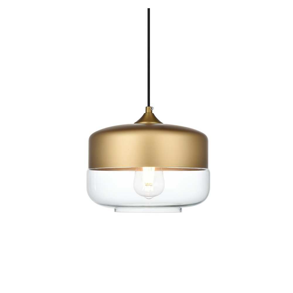 Ashwell 10 Inch Pendant Clear Shade in Satin Gold. Picture 3
