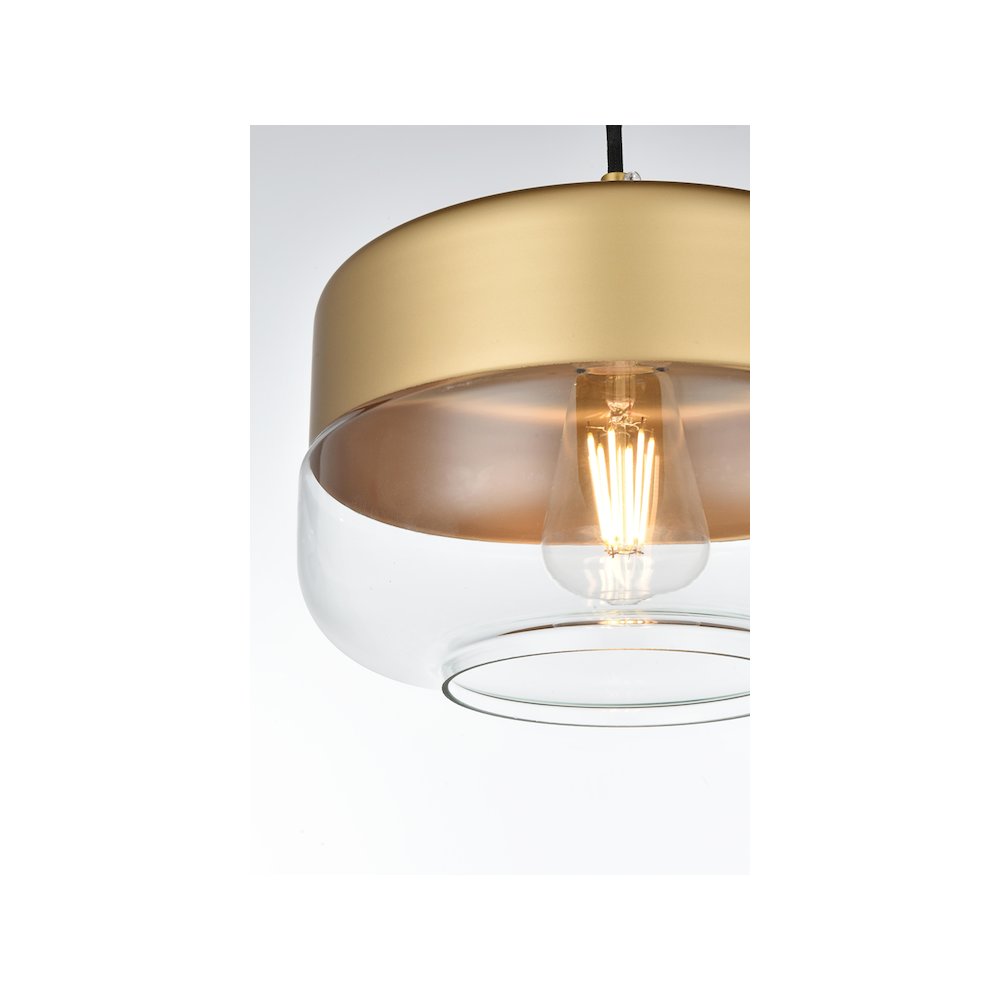 Ashwell 10 Inch Pendant Clear Shade in Satin Gold. Picture 5