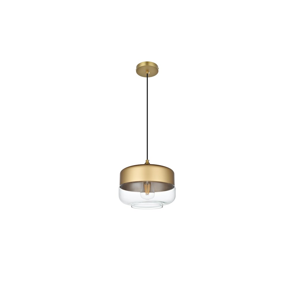 Ashwell 10 Inch Pendant Clear Shade in Satin Gold. Picture 8