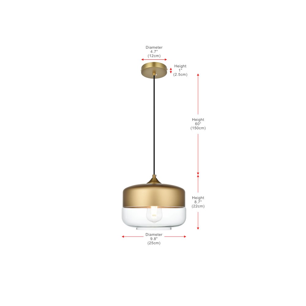 Ashwell 10 Inch Pendant Clear Shade in Satin Gold. Picture 9
