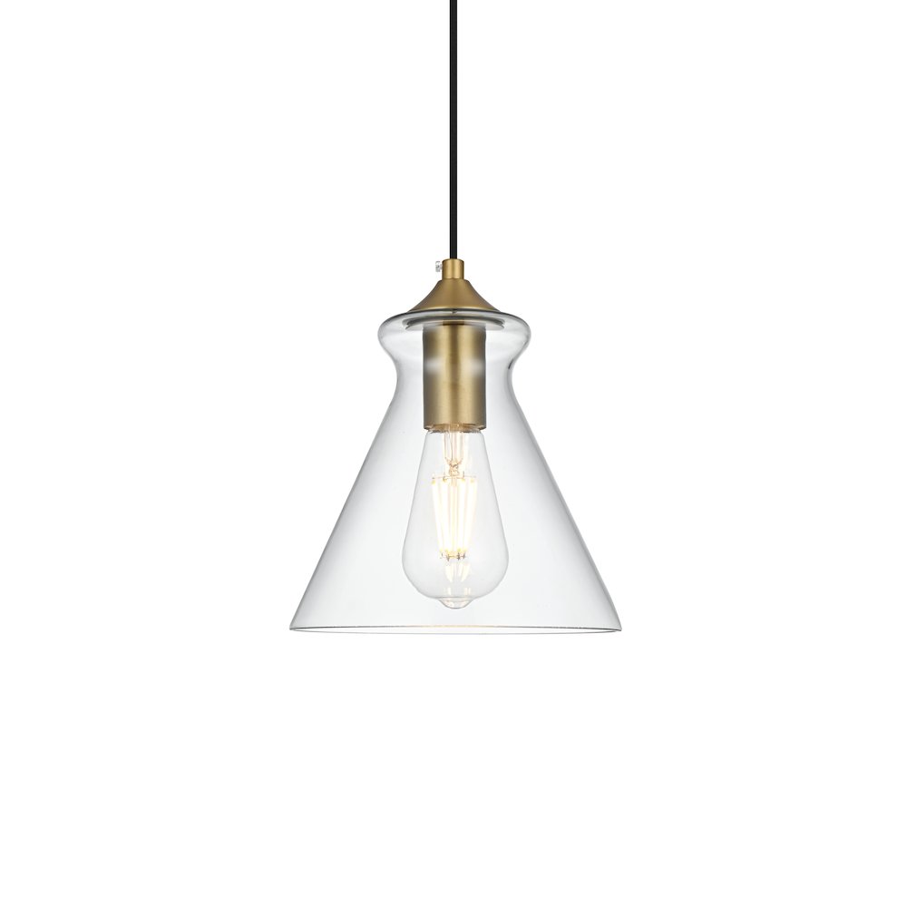 Destry 8 Inch Pendant Clear Shade in Satin Gold. Picture 3