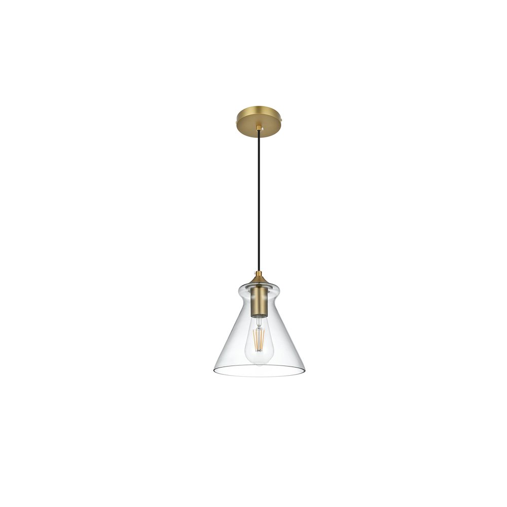 Destry 8 Inch Pendant Clear Shade in Satin Gold. Picture 8